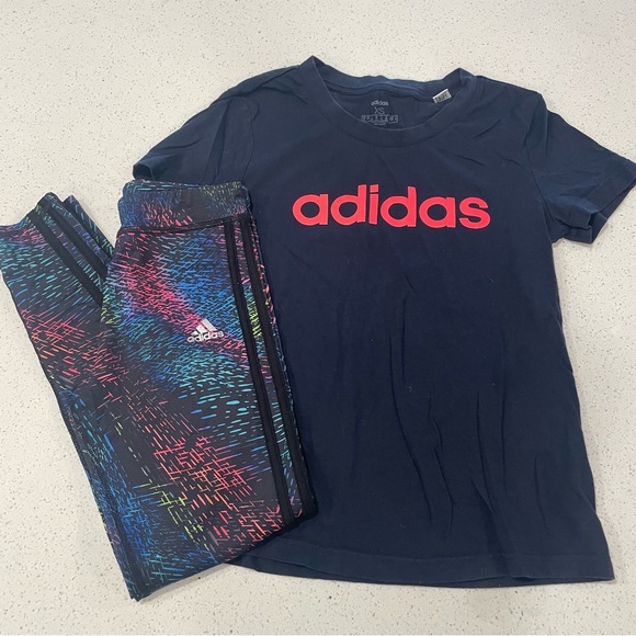5/$20 ADIDAS Short Sleeve Tee and Leggings Outfit Girls 12 - Picture 1 of 8